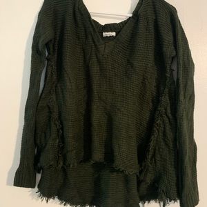 SHEIN side Dark Green Sweater Non-Shoulder Cover